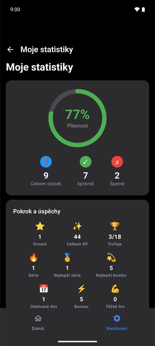 Statistiky přesnosti a úspěchy