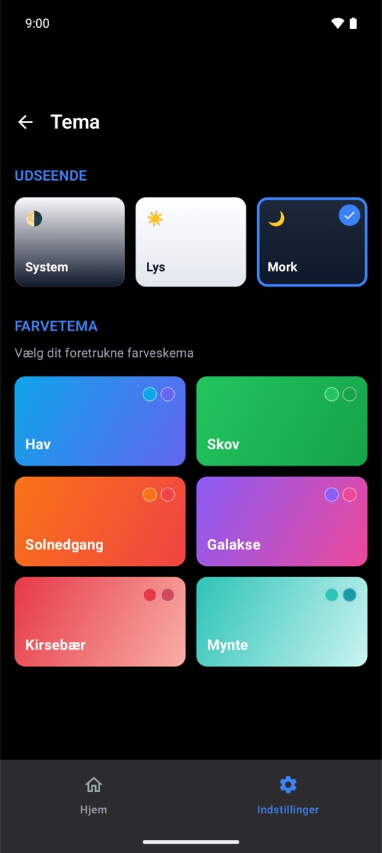 Temaer og mørk tilstand