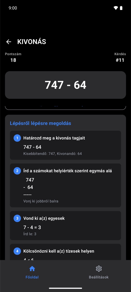 Egy kivonás lépésről lépésre magyarázata