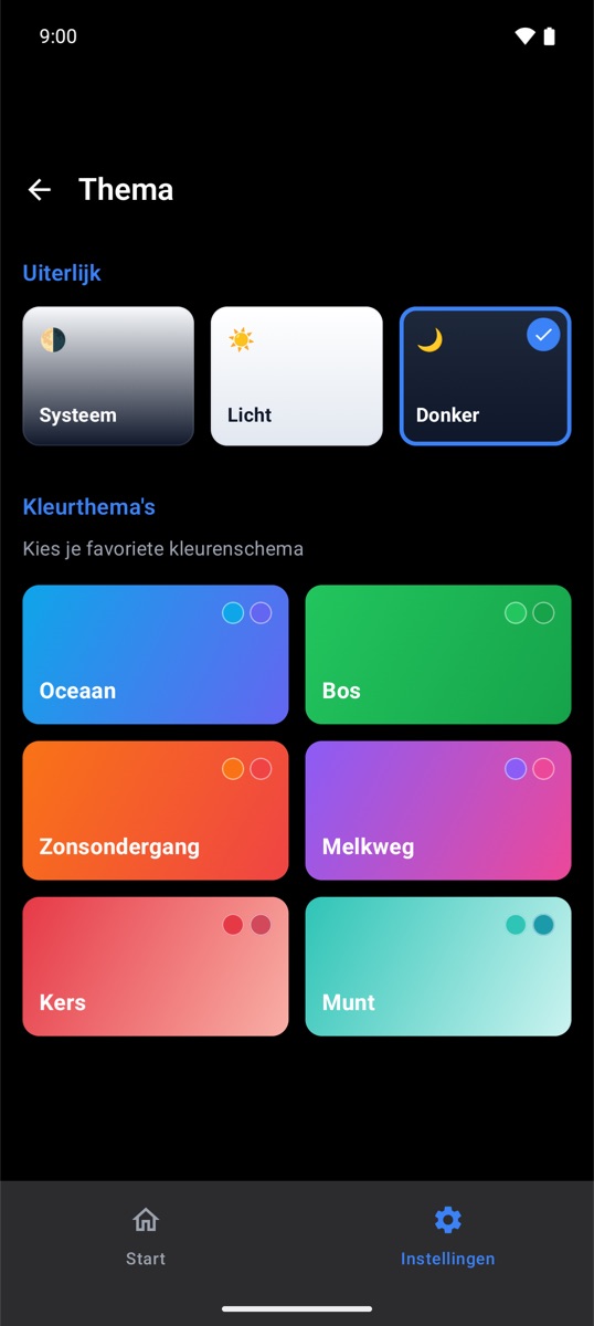 Thema's en donkere modus