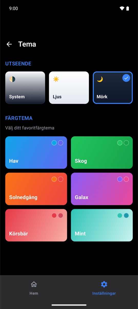 Teman och mörkt läge